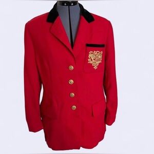 VTG Gala Woman's Red Velvet Collar Blazer